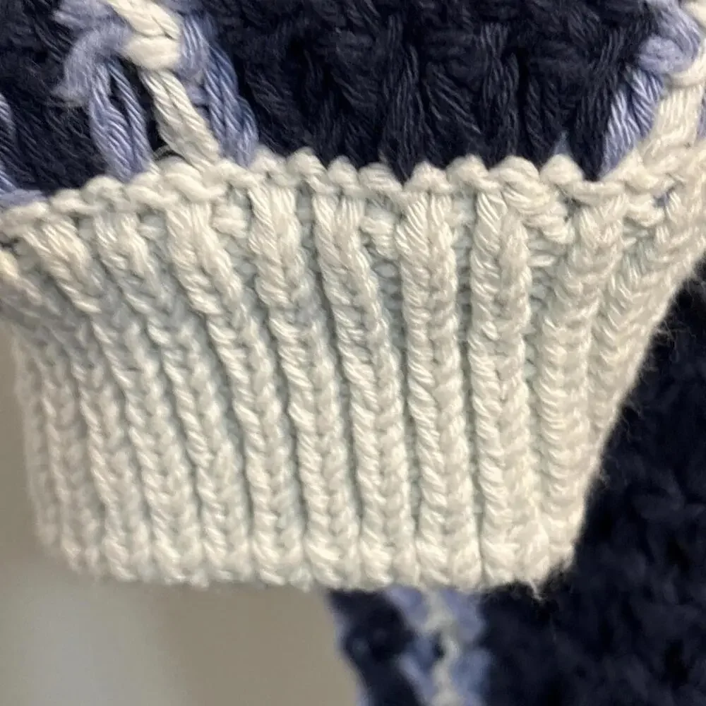 Free People Blue and White Crochet Stripe Sweater - Picture 7 of 12